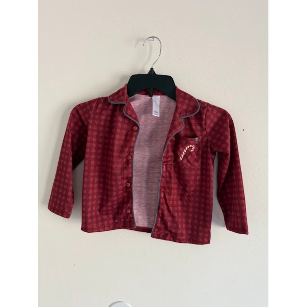 Holiday Modern Moments Pajama Top Kids 4T Red Gingham Candy Cane Button Down PJ